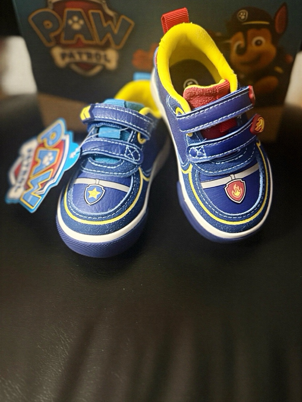 Paw Patrol Blue Yellow Kids Velcro Sneakers with Red Accents